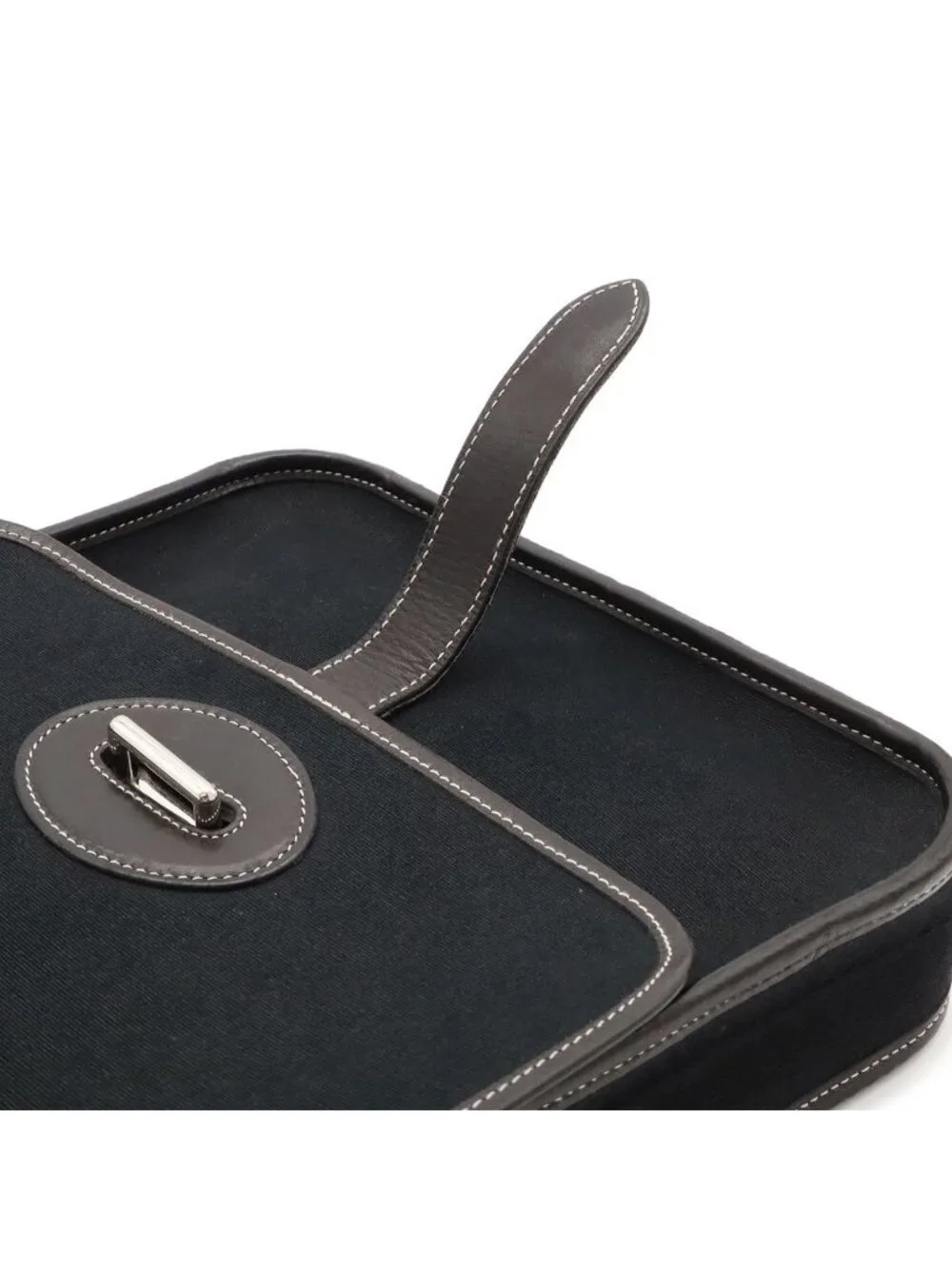 Hermes Buenaventura Mini Shoulder Bag Toile Officier Canvas Black Silver
